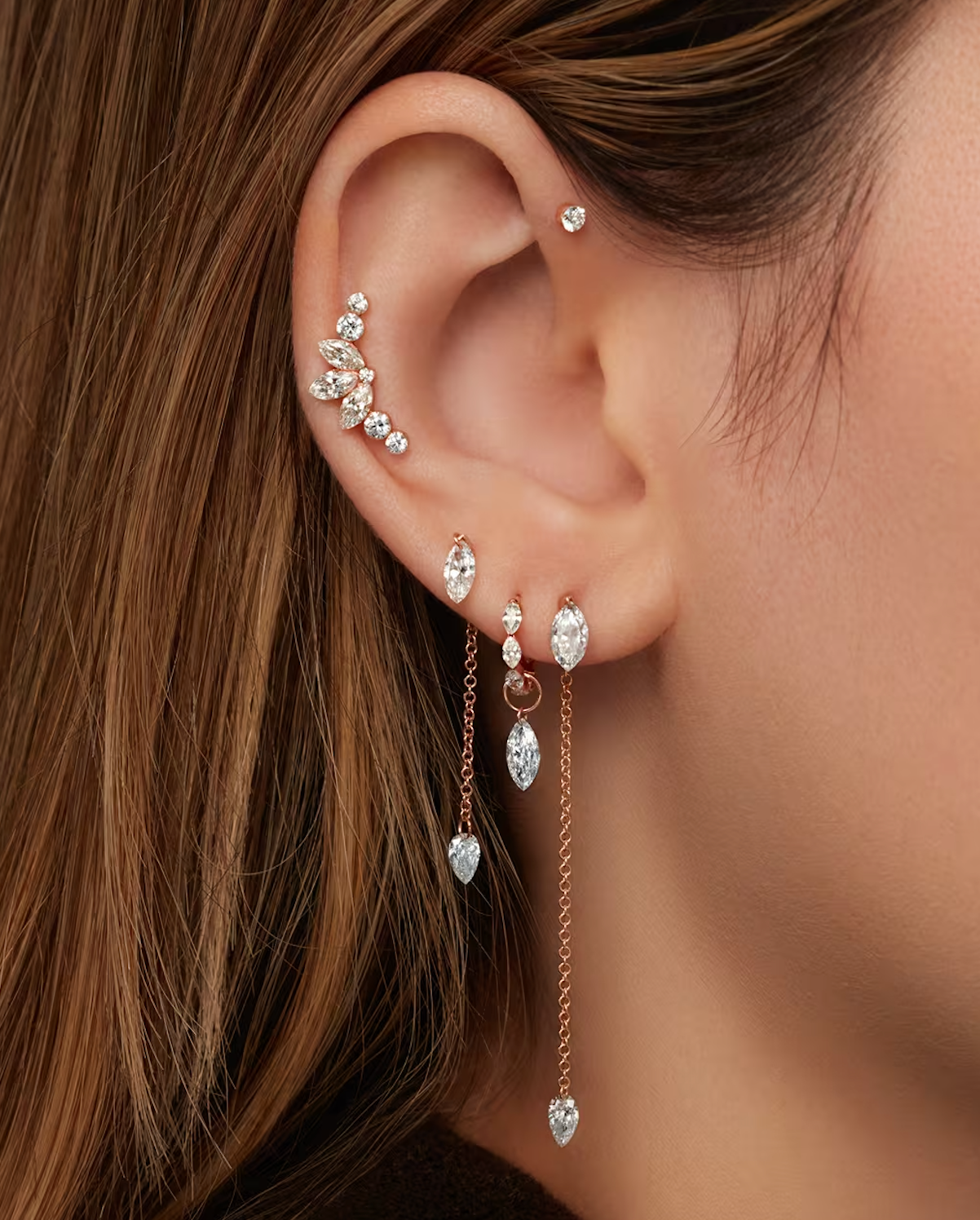 Maria Tash ダイヤモンド バタフライ ピアス Diamond Butterfly Threaded Stud Earring | MARIA TASH