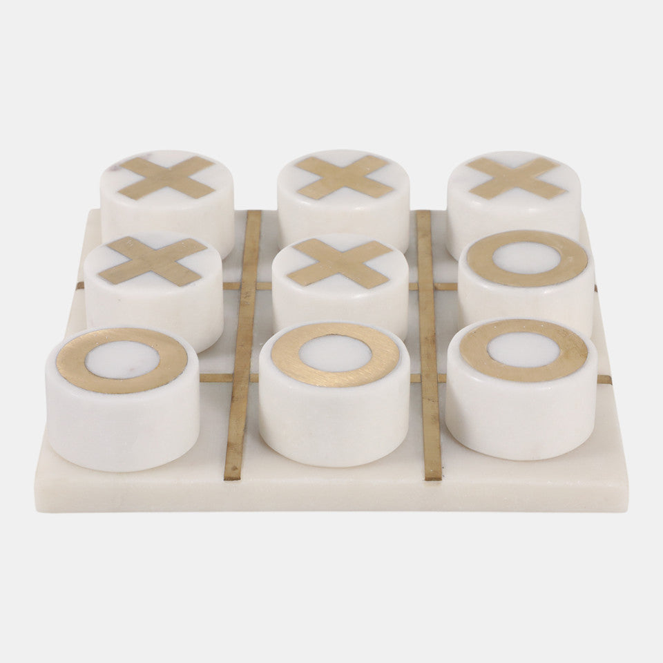 Marble & Brass Tic-Tac-Toe Set