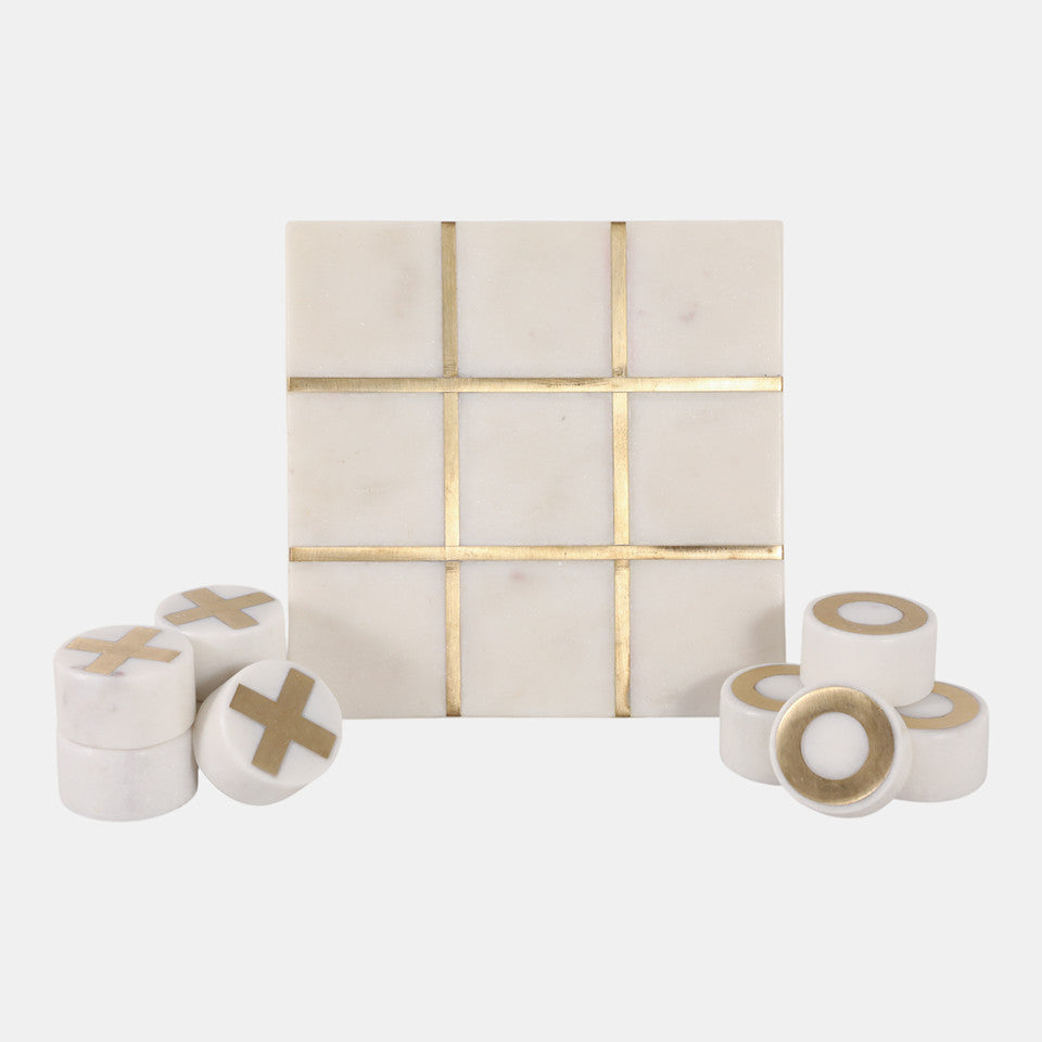 Marble & Brass Tic-Tac-Toe Set