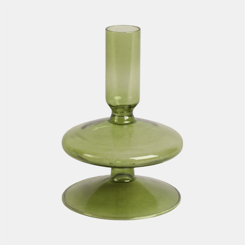 Olive Vintage Glass Taper Holder
