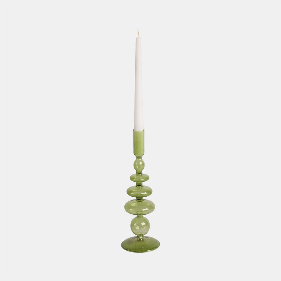Olive Glass Taper Holder