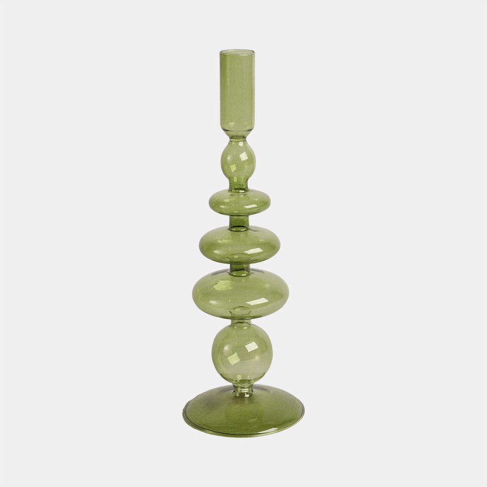 Olive Glass Taper Holder