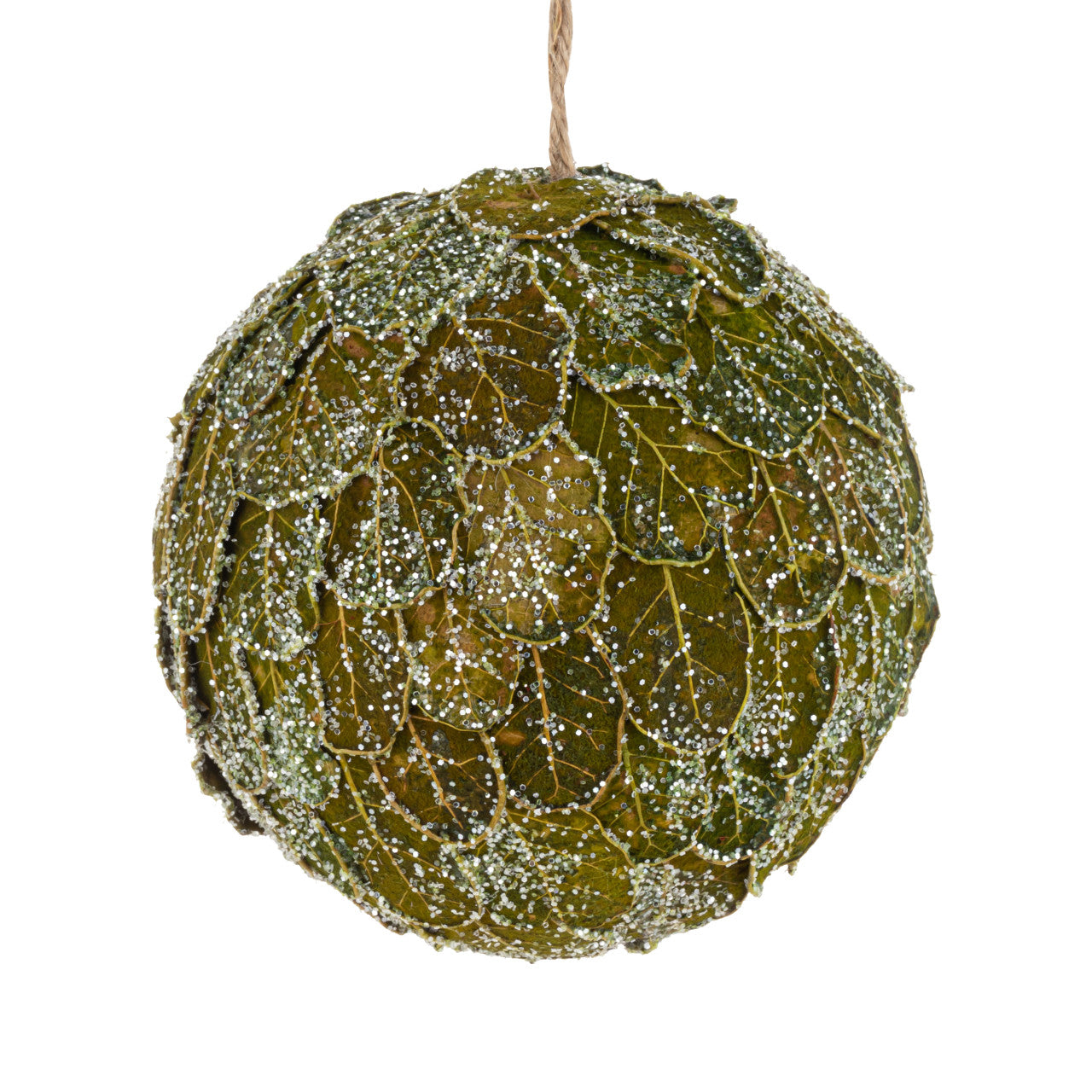 Layered Green Leaf Ball Ornament