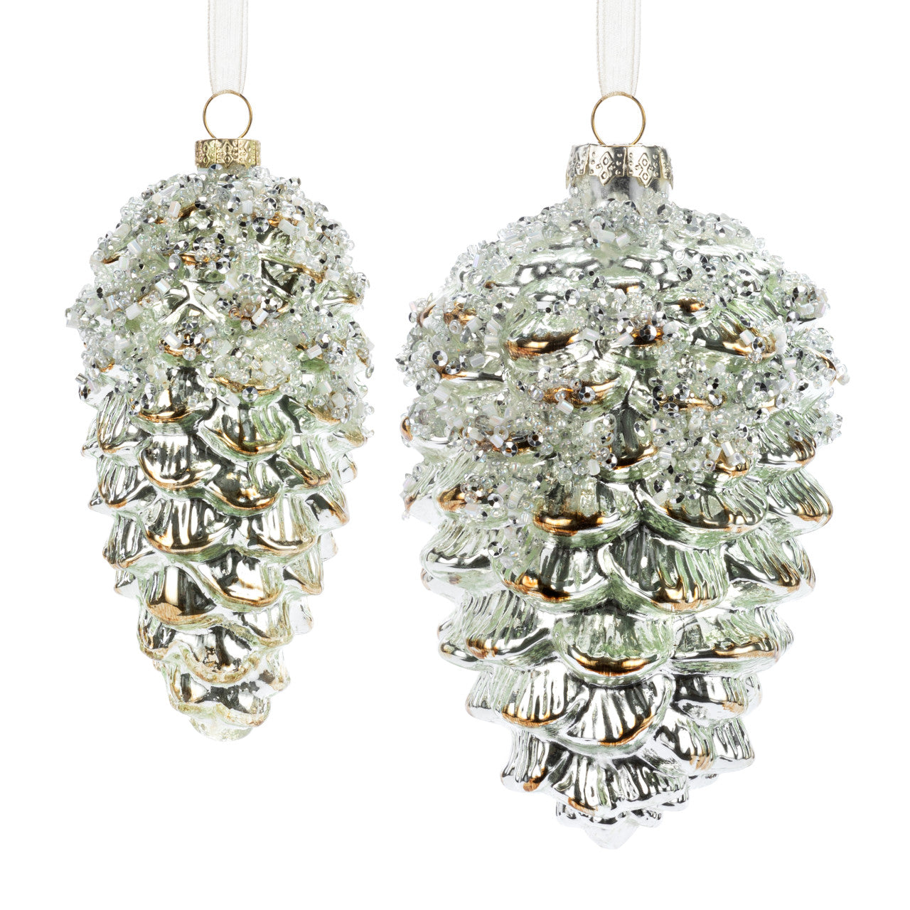 Sparkly Light Gold Pinecone Ornaments