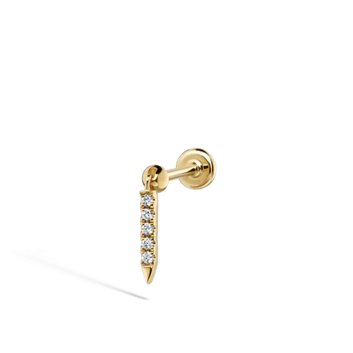 7mm Diamond Eternity Bar Charm Threaded Stud Earring