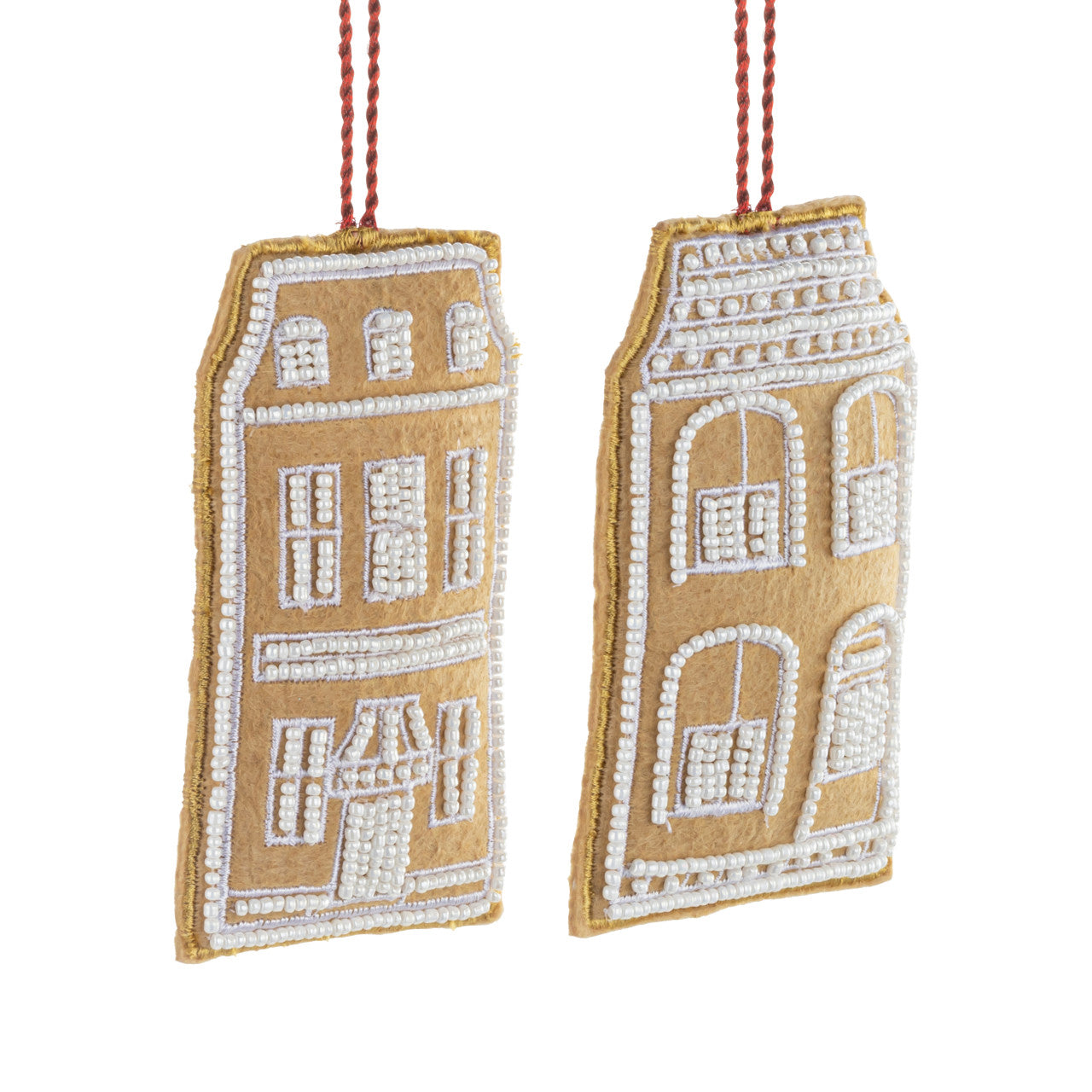 Gingerbread House Beaded Fabric Ornaments