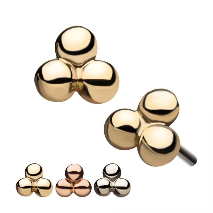 Small Tri Bead Threadless Pin