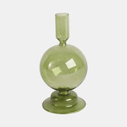 Olive Bubble Glass Taper Holder
