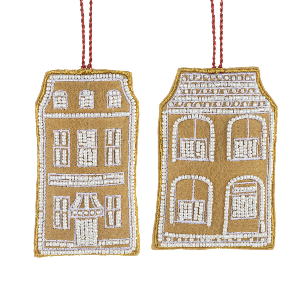 Gingerbread House Beaded Fabric Ornaments
