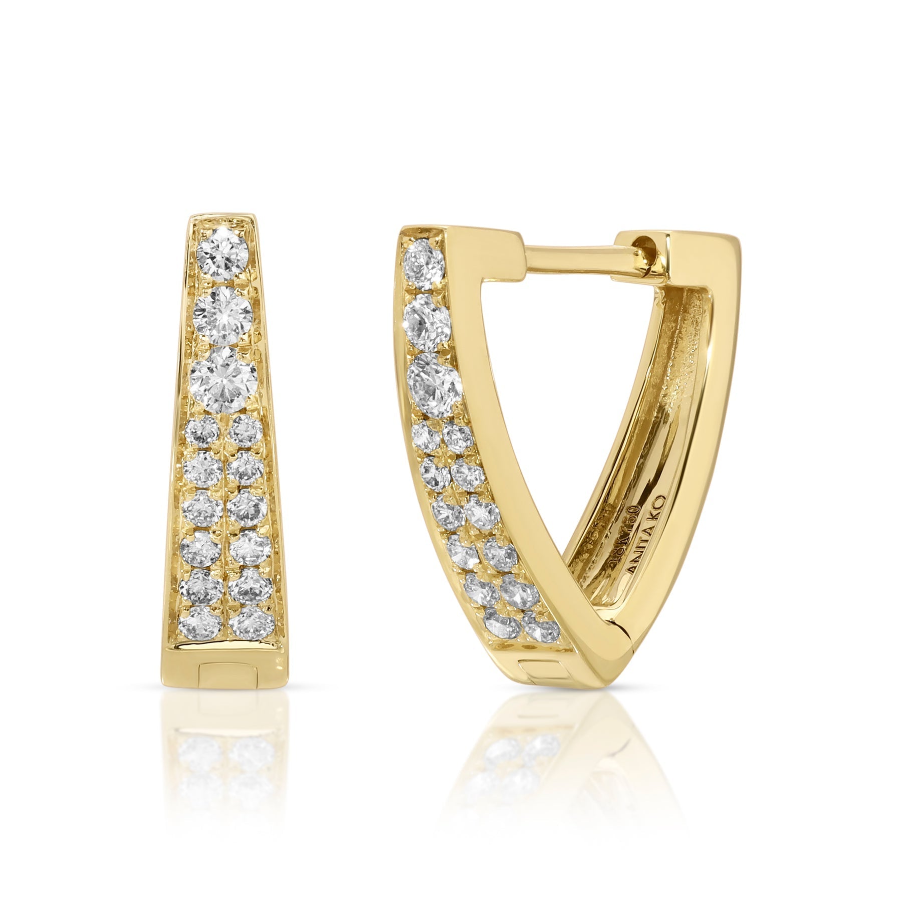 Triangle Shaped 2 Row Diamond Huggies