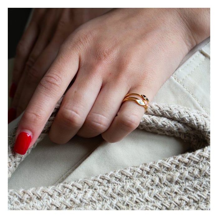 Black Evil Eye Gold Ring