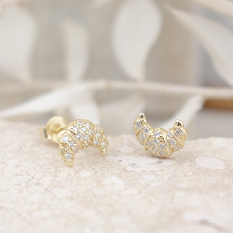 Pavé Croissant Earrings