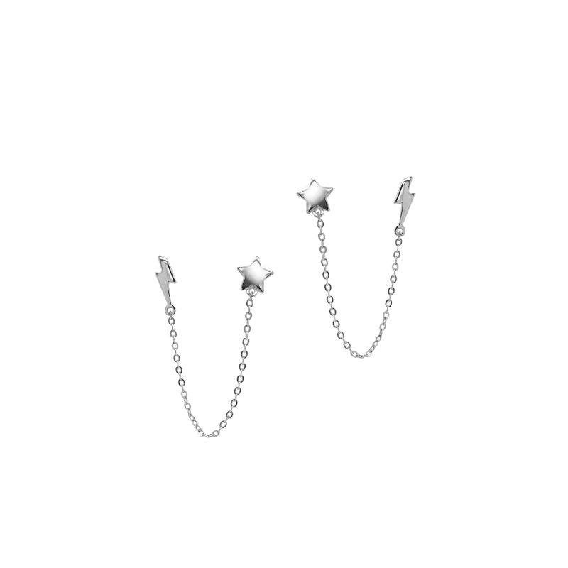 Star & Lightning Bolt Chain Earring
