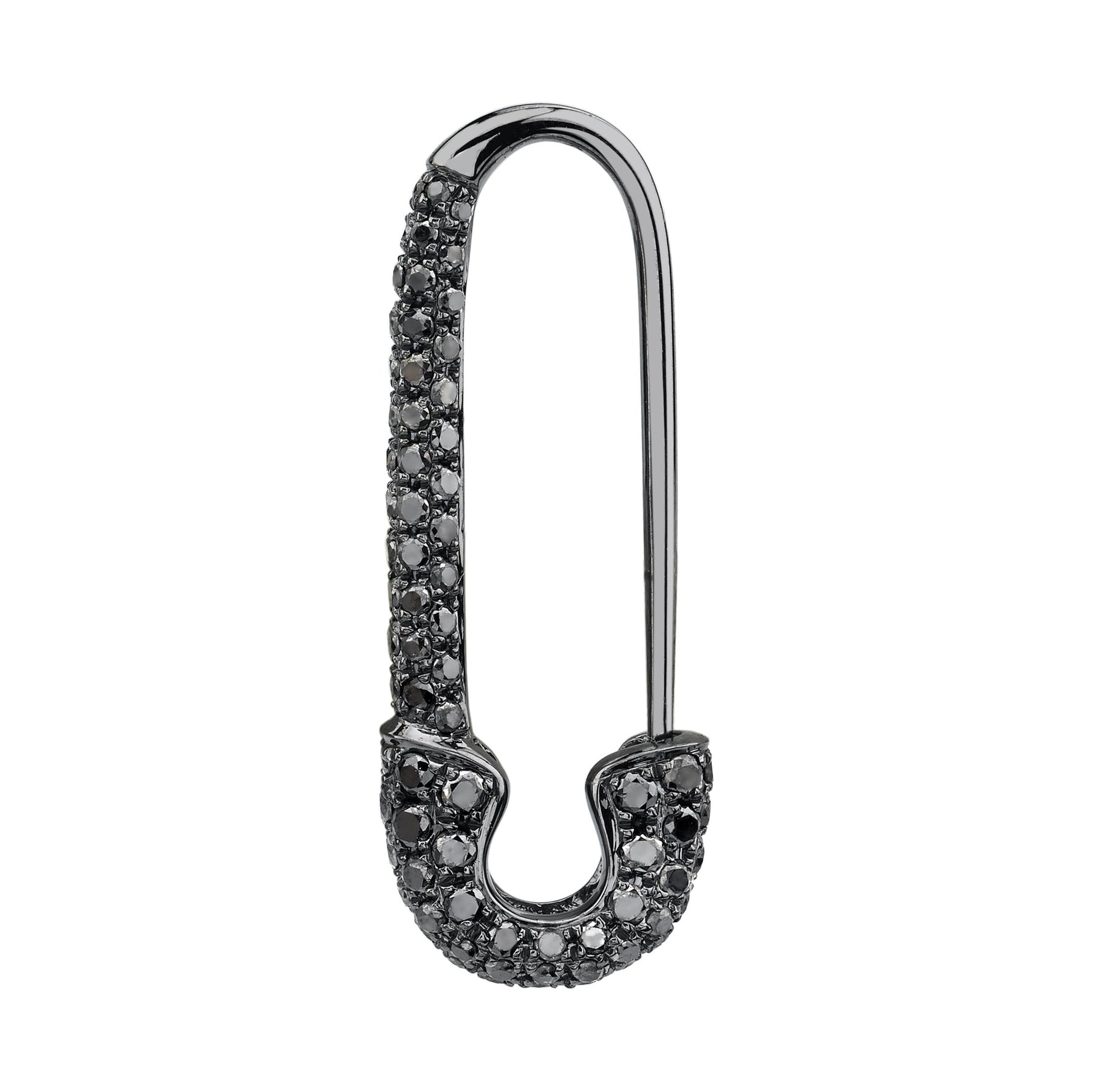 Black Diamond and Black Gold Safety Pin Earring