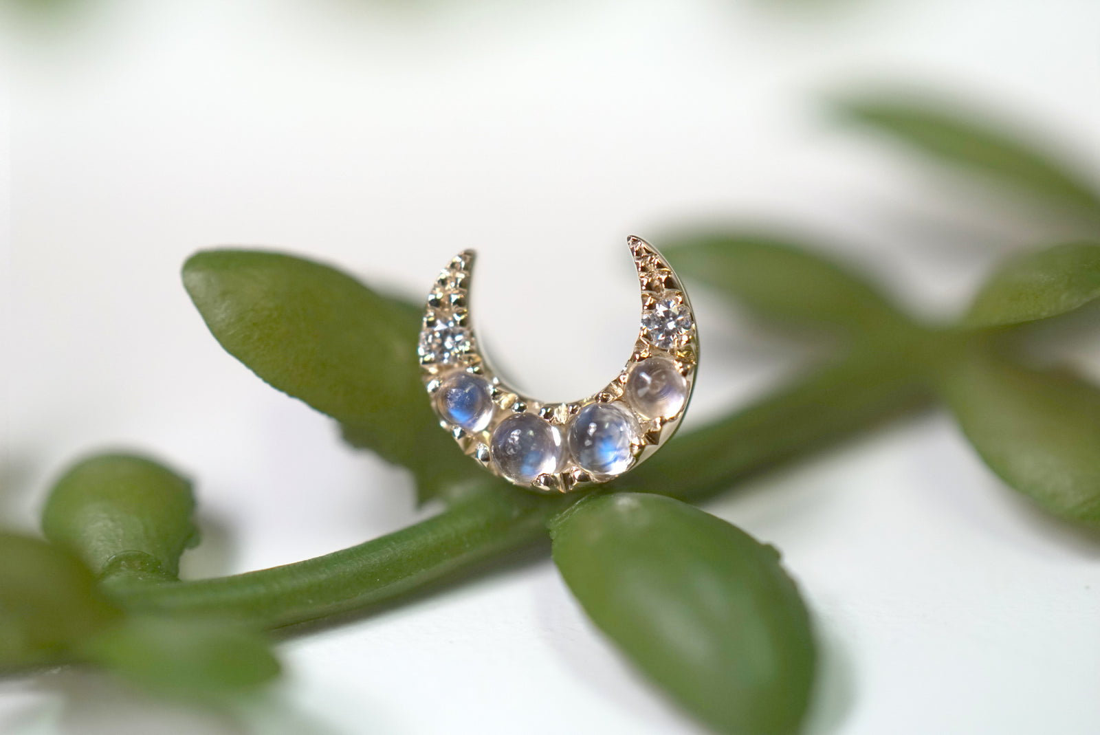 Ayla with Moonstone and Diamond Threadless Pin