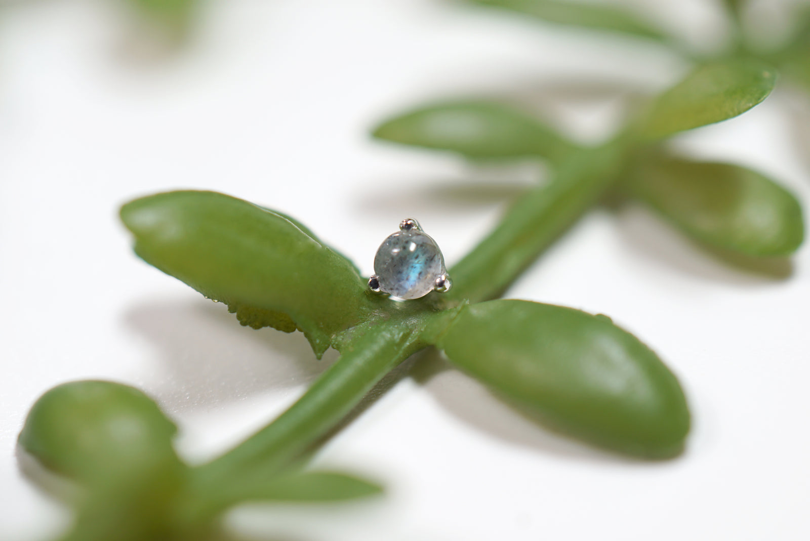 Solitaire - Aura - 3 Prong Labradorite Threadless Pin