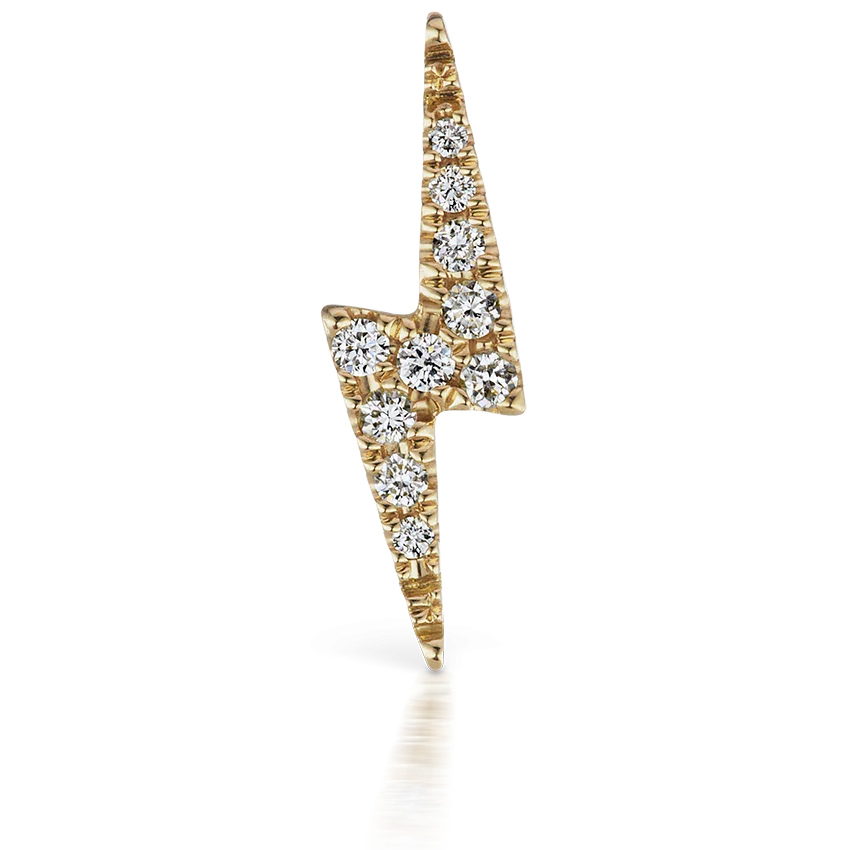 Diamond Lightning Bolt Threaded Stud Earring