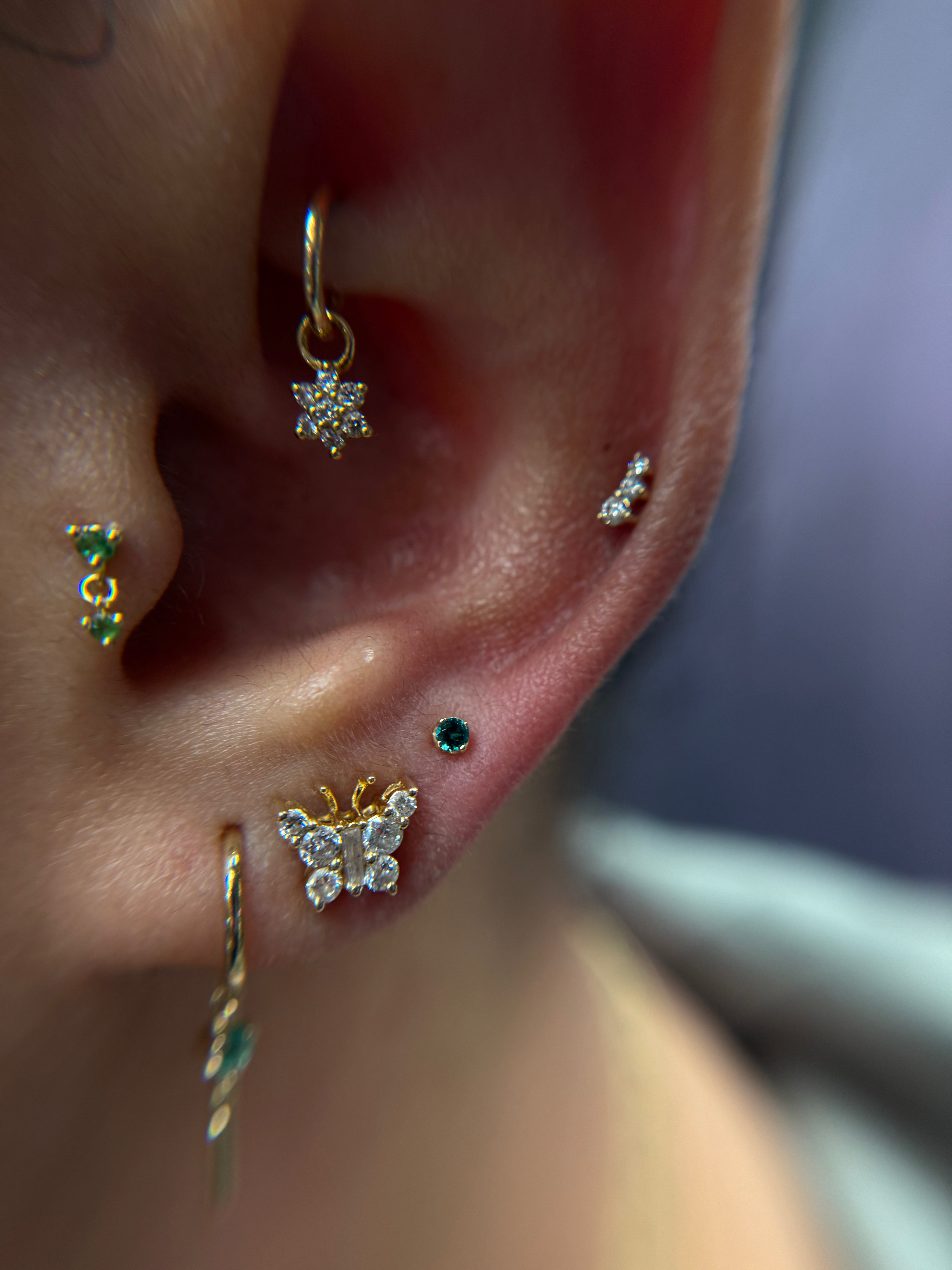 ÉTOILE GREEN Gold Threadless Pin