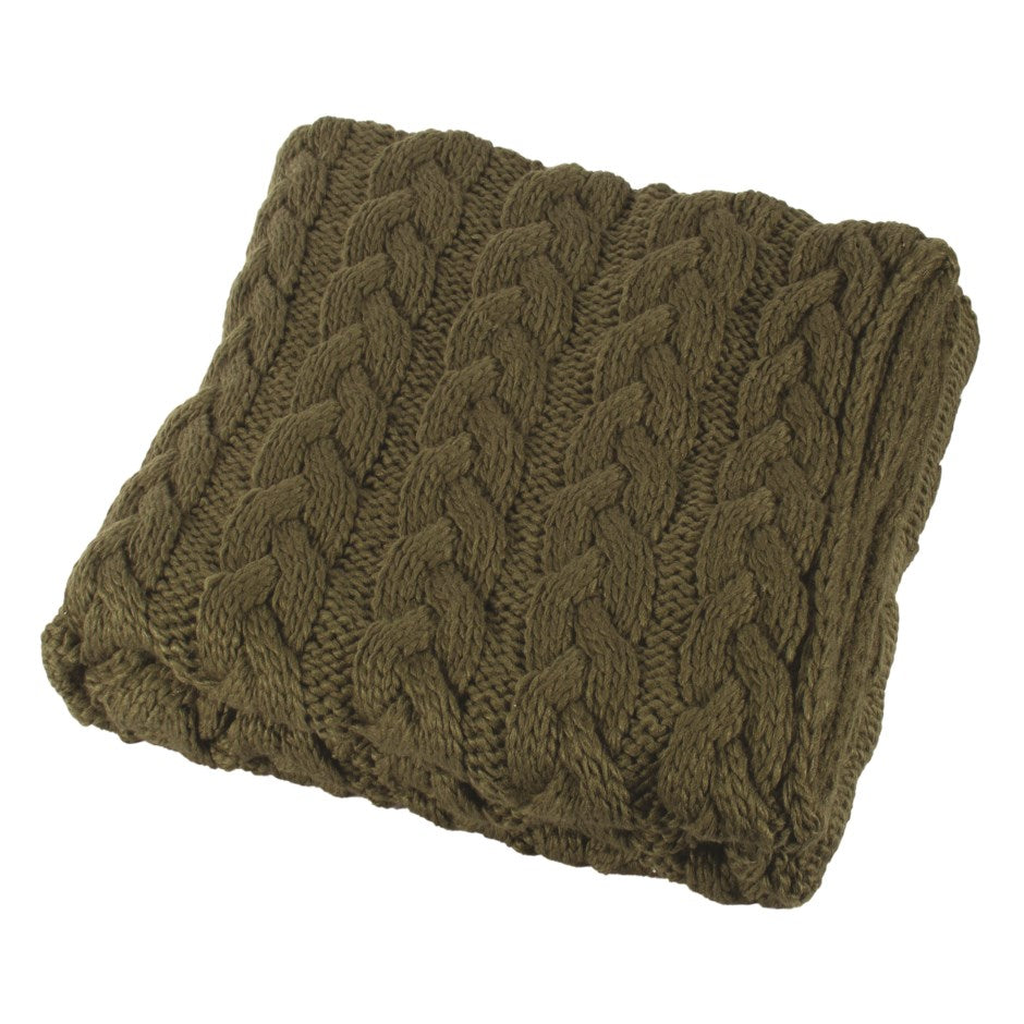 Forest Green Cable Knit Throw