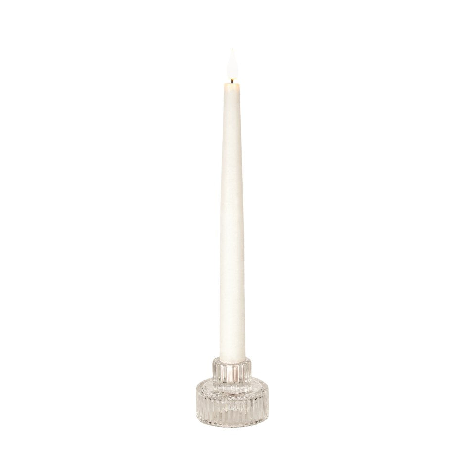 Clear Ribbed Glass Taper Holder