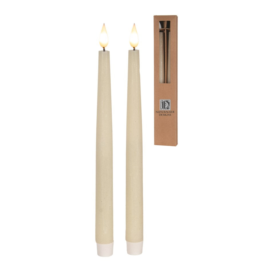 Ivory LED Taper Candles, 11” (Set of 2)