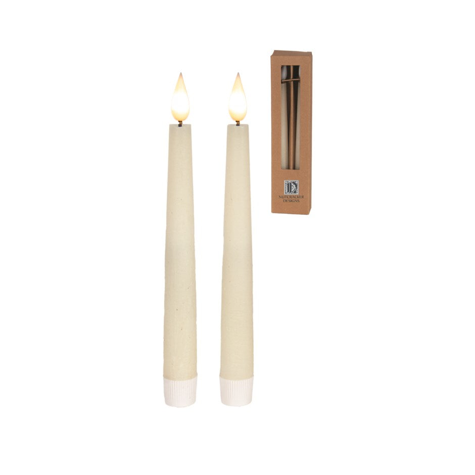 Ivory LED Taper Candles, 8" (Set of 2)