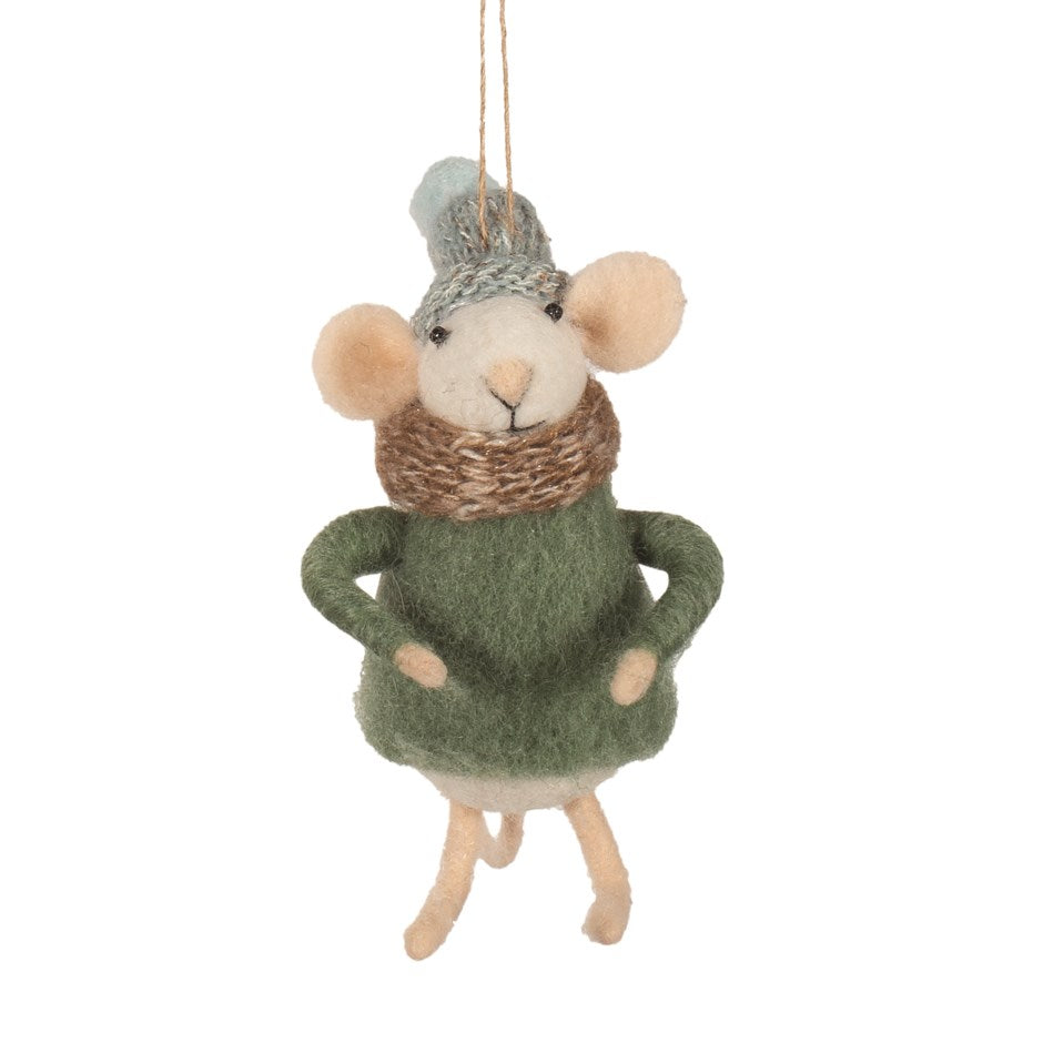 Felted Winter Mouse Ornament