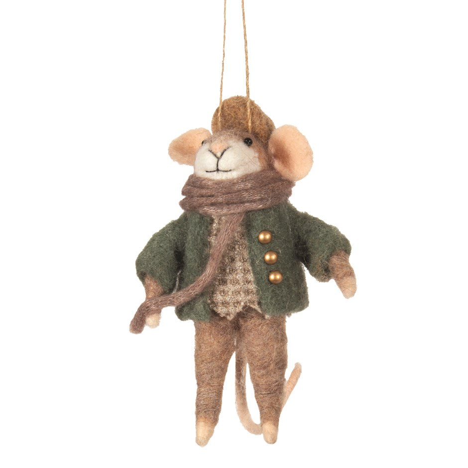 Felted Tiny Tim Mouse Ornament