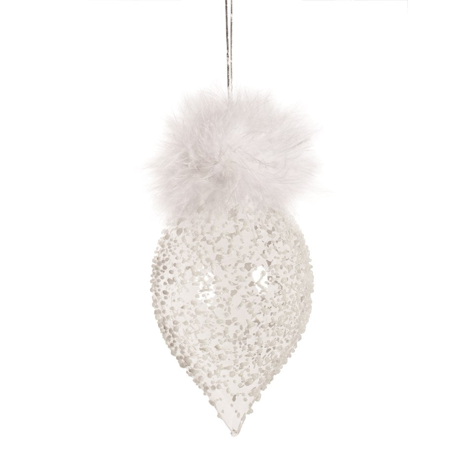 Crystal Feather Glass Ornament
