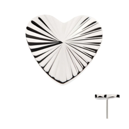 Reflective Heart Titanium Threadless Pin