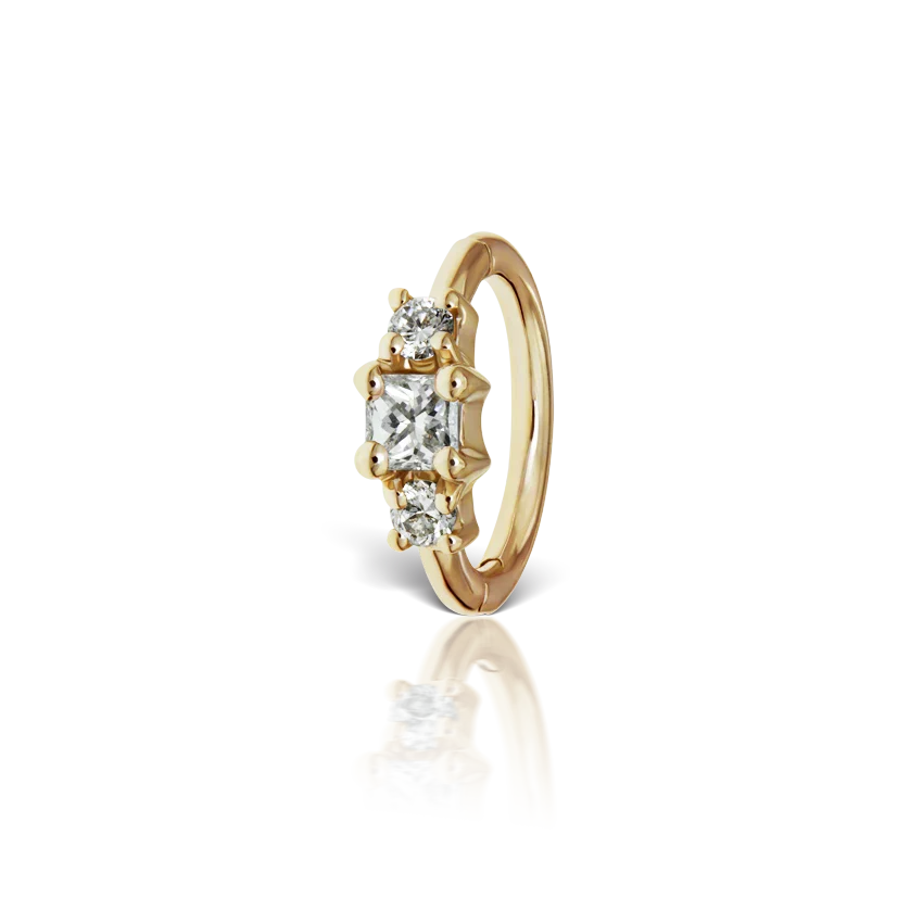 6.5mm 2mm Diamond Princess Hoop Earring