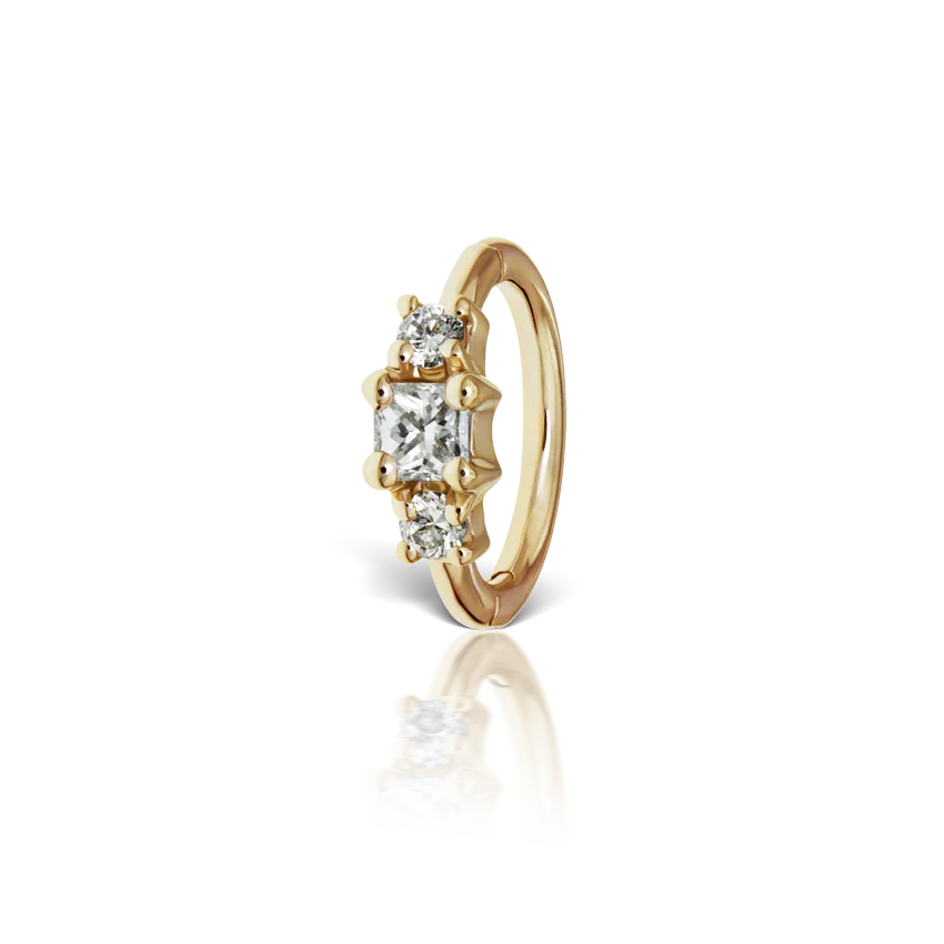 8mm 2mm Diamond Princess Hoop Earring