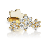 Three Flower Garland Diamond Threaded Stud Earring