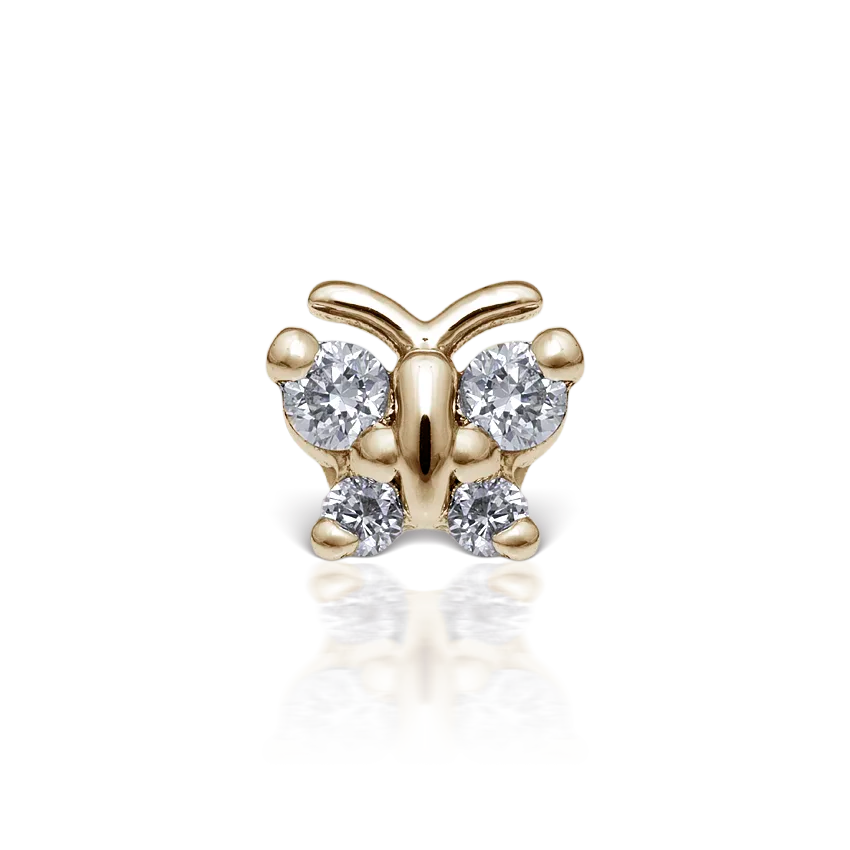 4mm Diamond Butterfly Threaded Stud Earring