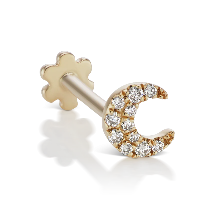 4.5mm Diamond Moon Threaded Stud Earring
