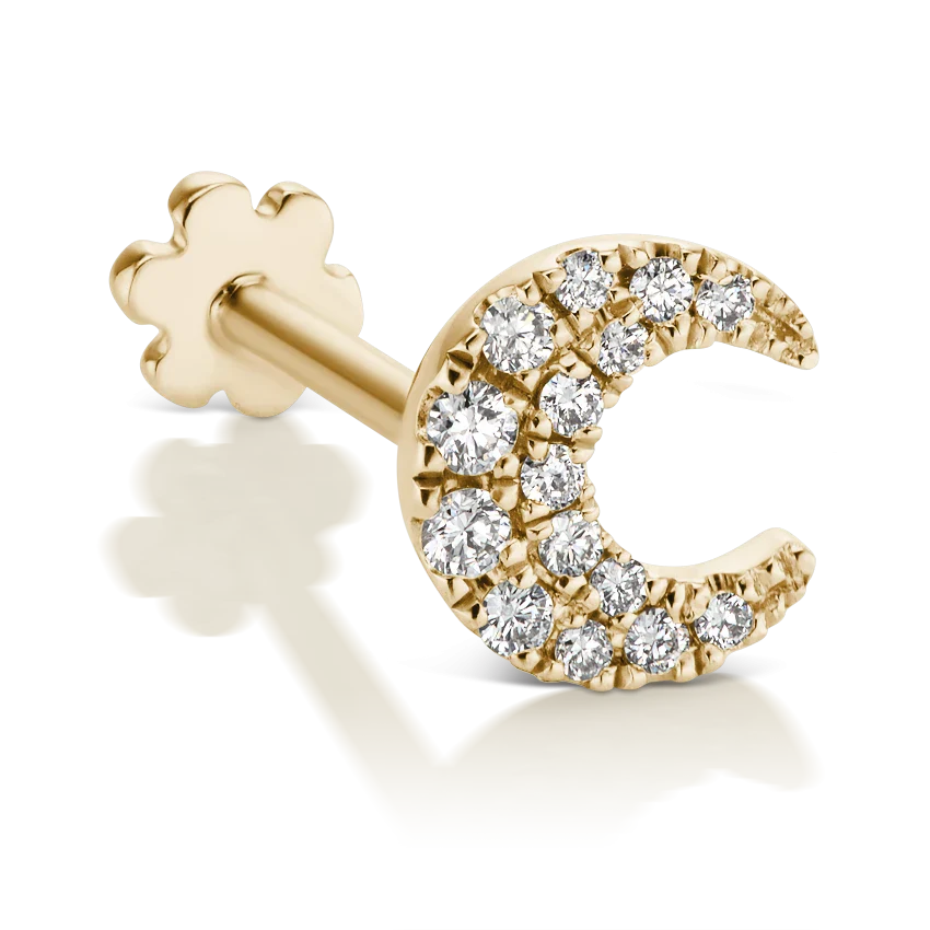 5.5mm Diamond Moon Threaded Stud Earring