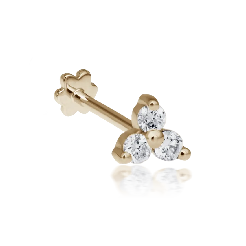 4.5mm Diamond Trinity Threaded Stud Earring