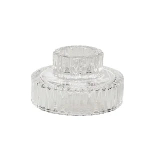 Clear Ribbed Glass Taper Holder