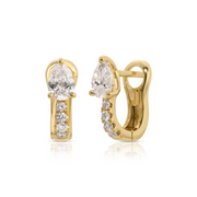 Flat Pave Diamond Huggies with Pear Diamonds