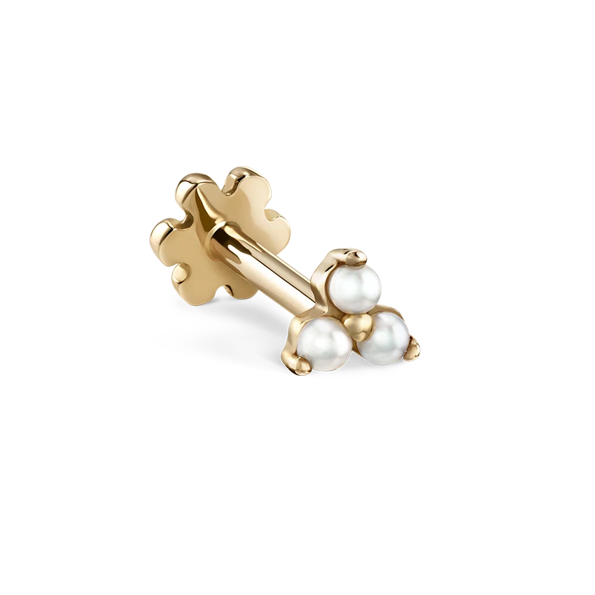3mm Pearl Trinity Threaded Stud Earring
