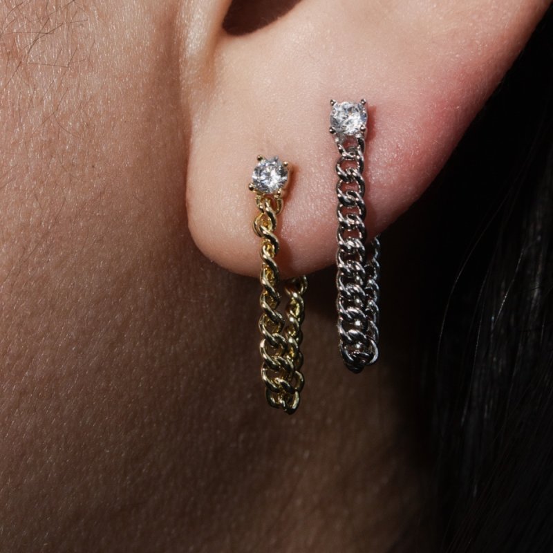 Stud with Chain Earrings