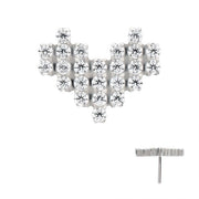 Heart Pave Titanium Threadless Pin