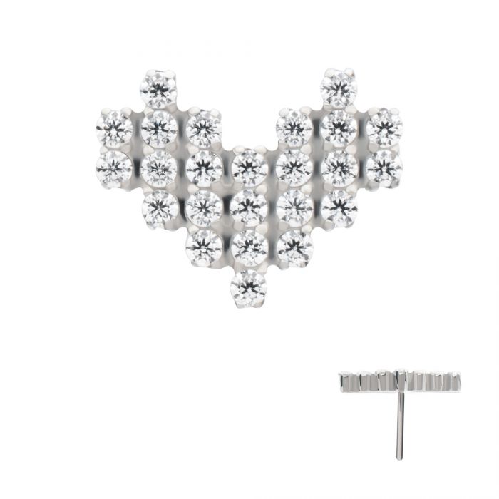 Heart Pave Titanium Threadless Pin