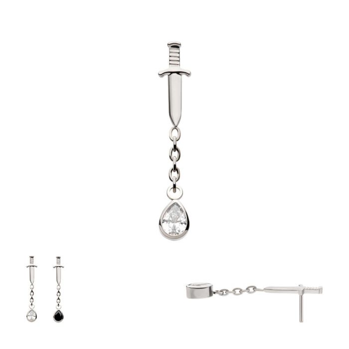 Teardrop Dagger Dangle Threadless Pin