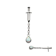 Opal Dagger Dangle Threadless Pin