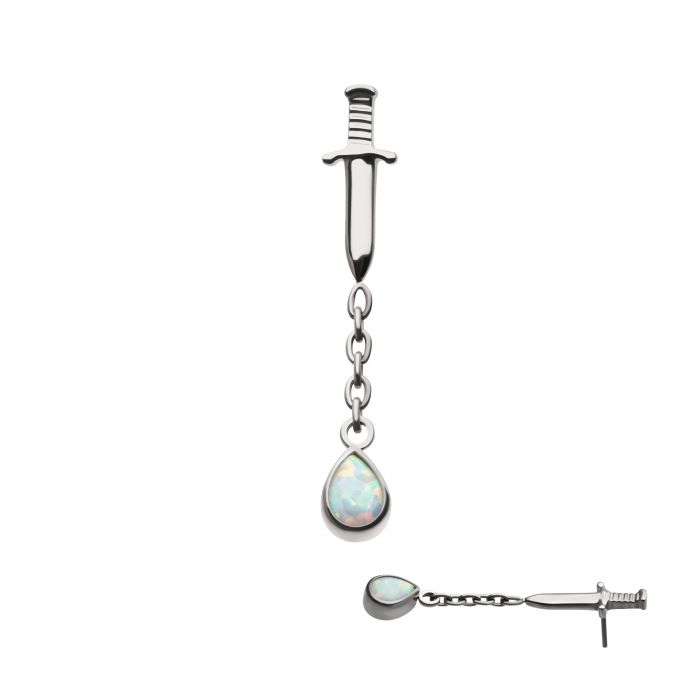 Opal Dagger Dangle Threadless Pin