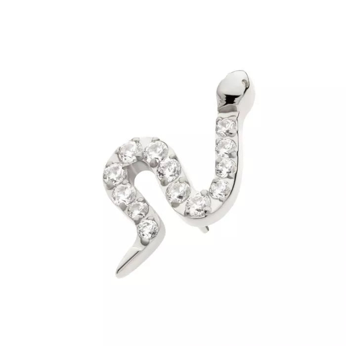 Pave Set 13 CZ Snake Titanium Threadless Pin