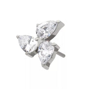 Teardrop Gem 3-Cluster Titanium Threadless Pin