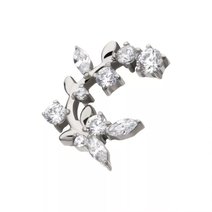 Round & Marquise Gem Vine Titanium Threadless Pin