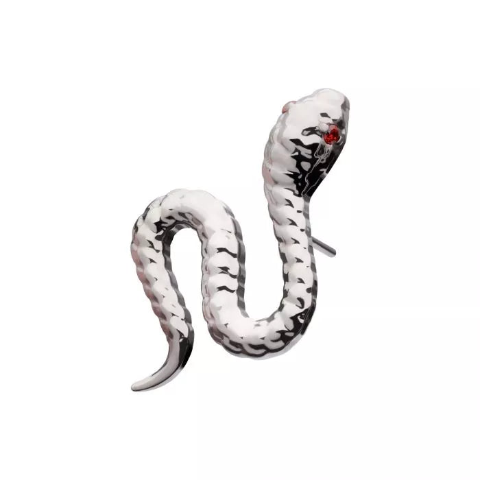Garnet CZ Eye Snake Titanium Threadless Pin